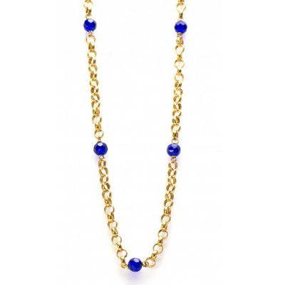 Lontai ketting met blauwe kralen | Surinaams goud